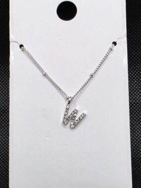 Gap Silver tone Rhinestone Initial "W" Necklace